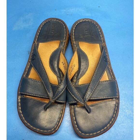BOC Born Concept Sandals Women 6 M Leather Casual Thong Flat Slide On Shoes Blue - Picture 2 of 11